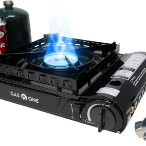 GasOne Dual Fuel Portable Camping Stove 15,000BTU With Brass Burner Head, Dual Spiral Flame Gas Stove - Patented