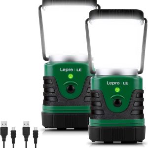 Lighting EVER 1000LM LED Camping Lantern Rechargeable, 4400mAh Power Bank, Camping Essential with 4 Light Modes, IP44 Waterproof Lantern Flashlight for Hurricane Emergency, Hiking, USB Cable Included